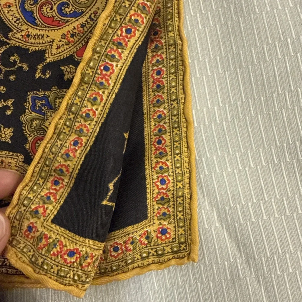 Vintage  Lot Of 2 100% Pure Silk Hand rolled Paisley Scarf 17/17